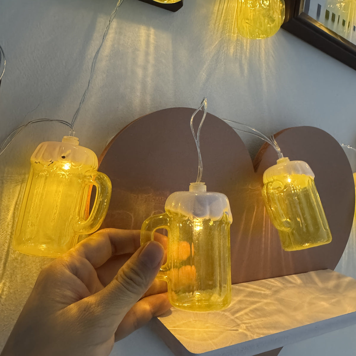 Oktoberfest decorative LED beer mug string lights, set of 2