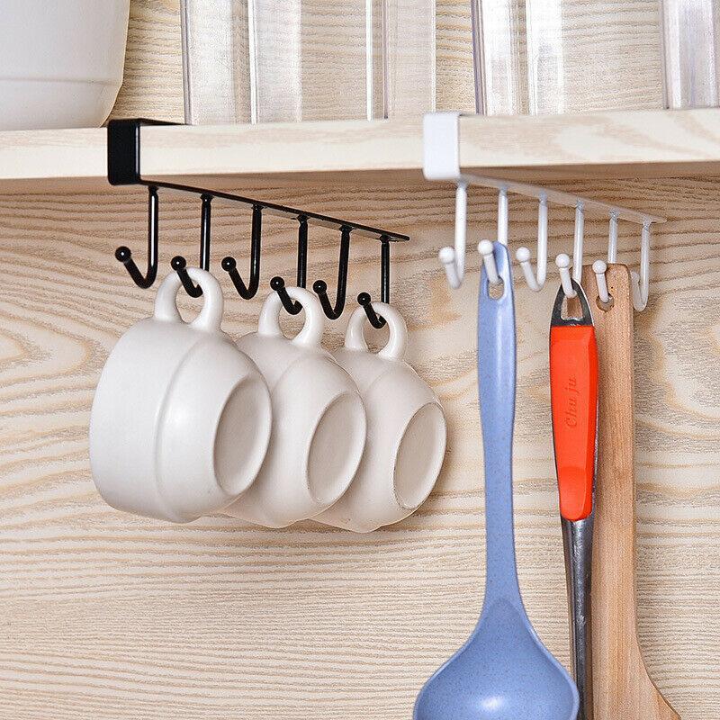ShelfHooks – Hanging rack with 6 hooks for kitchen and wardrobe, set of 2