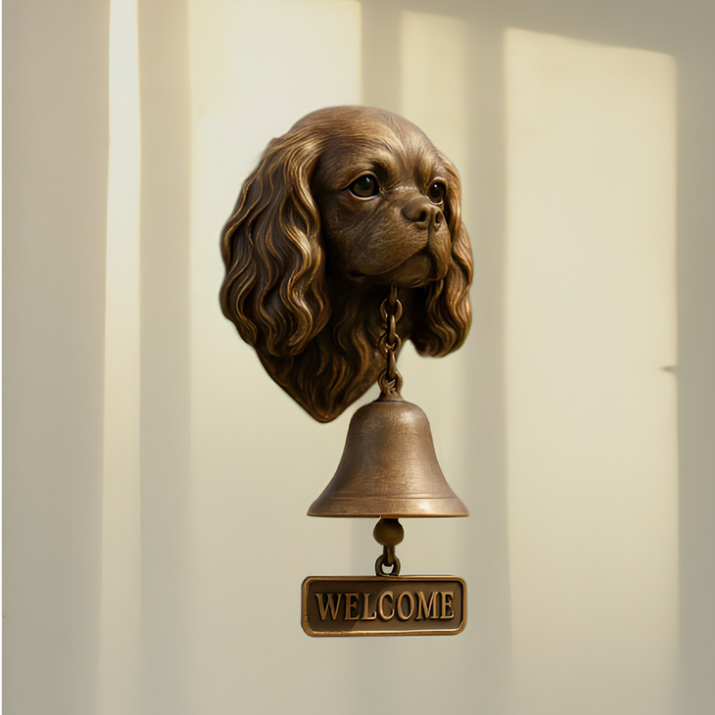 DogDoorbell – Rustic vintage-style dog figurine doorbell