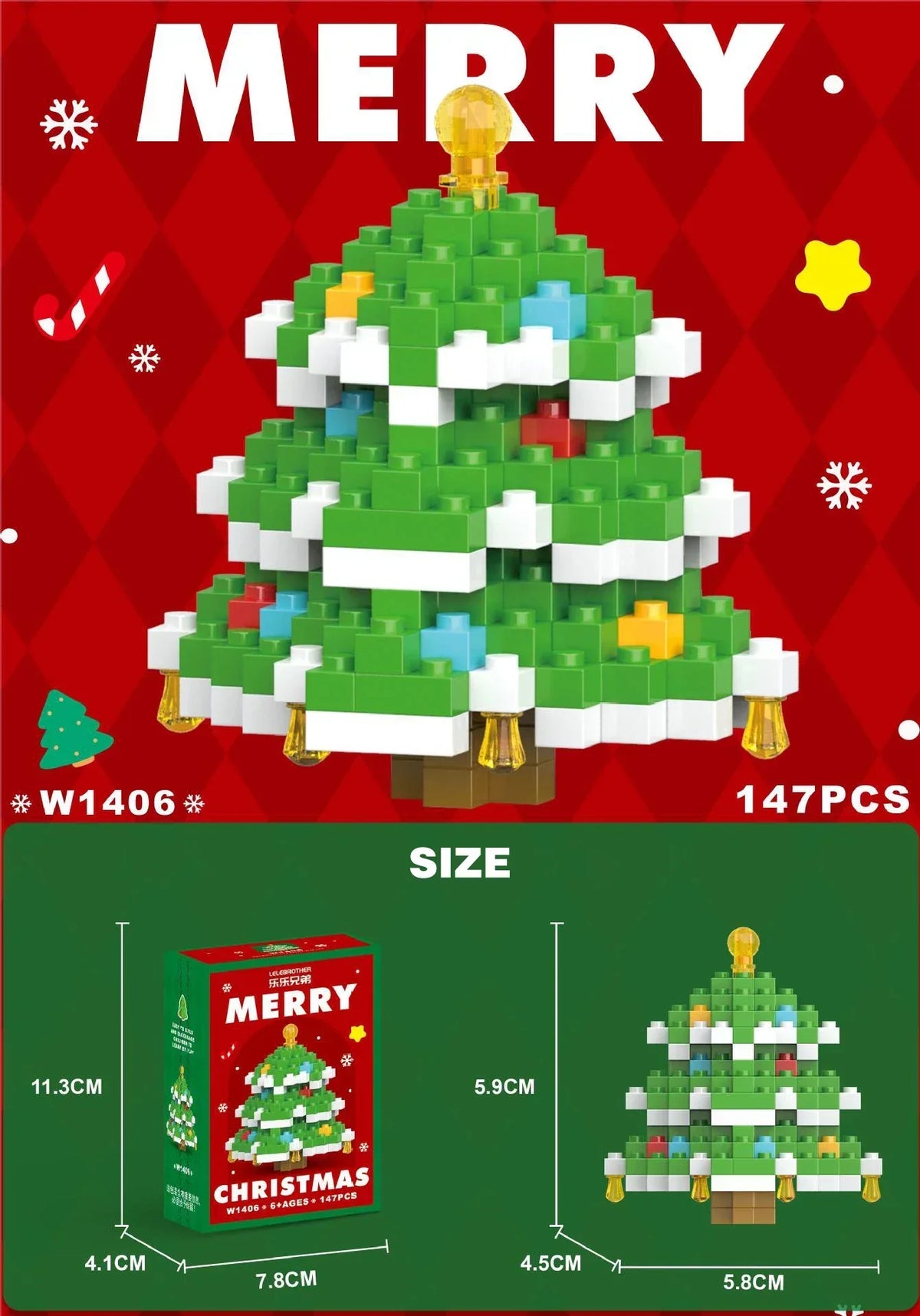 Christmas micro building blocks 2-piece set – craft fun for children