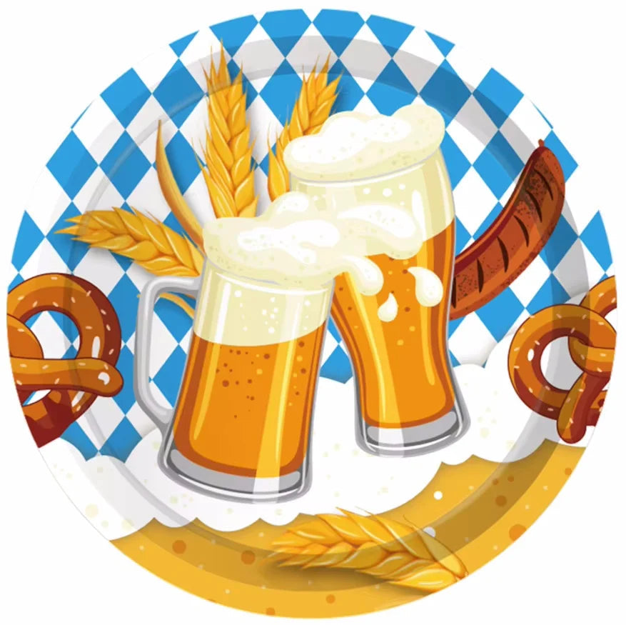 Oktoberfest disposable tableware set 76-piece, Bavarian diamond pattern
