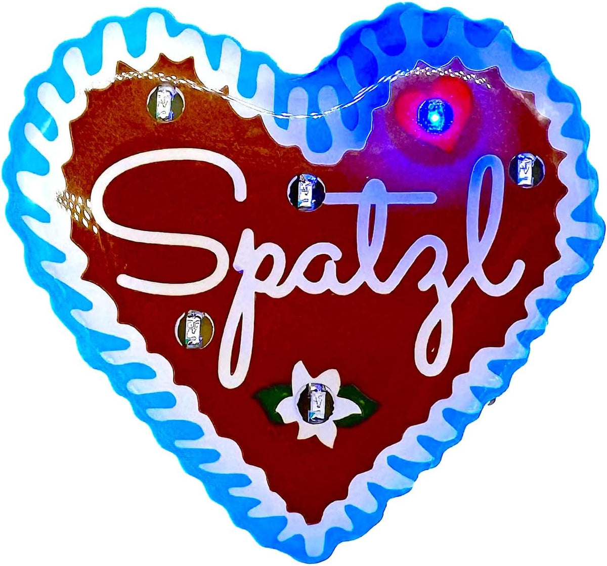 Oktoberfest LED Gingerbread Heart Pins, "Spatzl" 4-piece set
