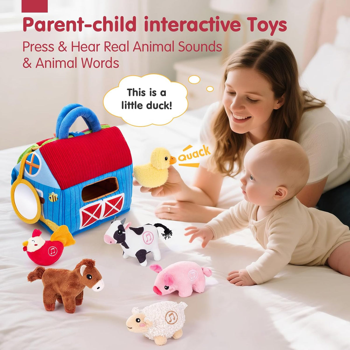 FarmPlayset Farm Toy for Kids, Plush Toys with Portable Play House