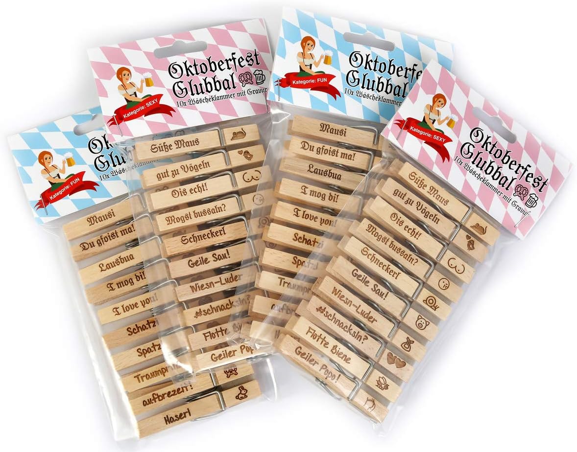 Oktoberfest clothespins Bavarian, set of 4 packs of 10 pieces decoration