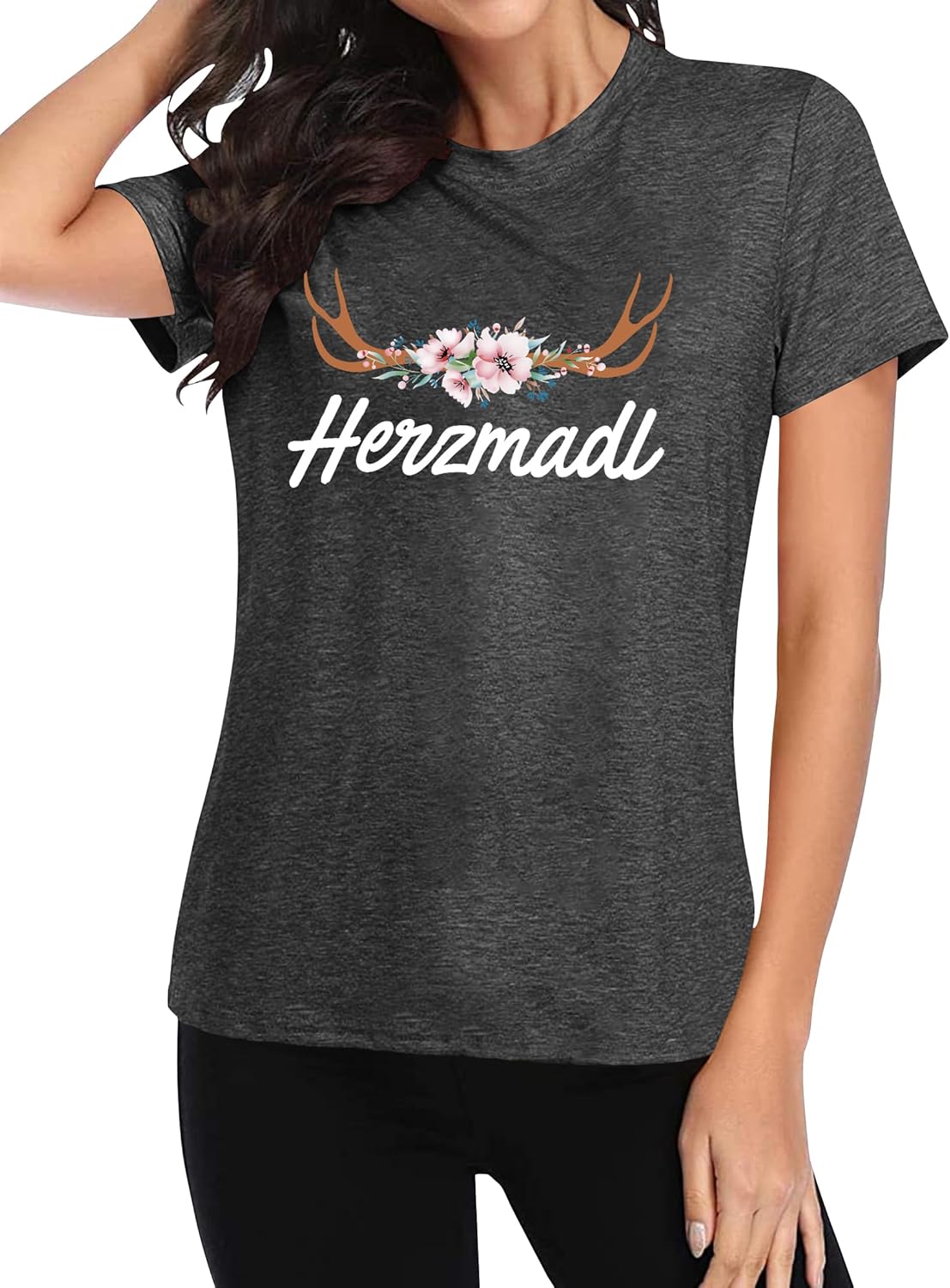 Oktoberfest Women's Short Sleeve T-Shirt, Heart Girl Wiesn Shirt