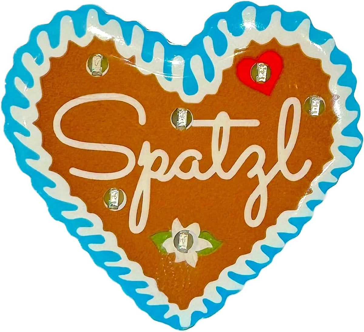 Oktoberfest LED Gingerbread Heart Pins, "Spatzl" 4-piece set