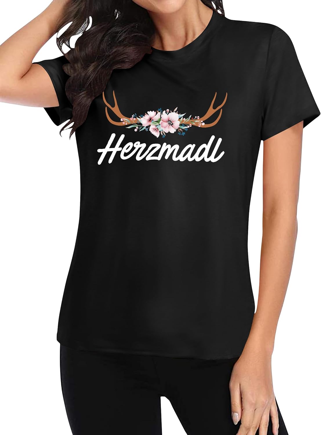 Oktoberfest Women's Short Sleeve T-Shirt, Heart Girl Wiesn Shirt