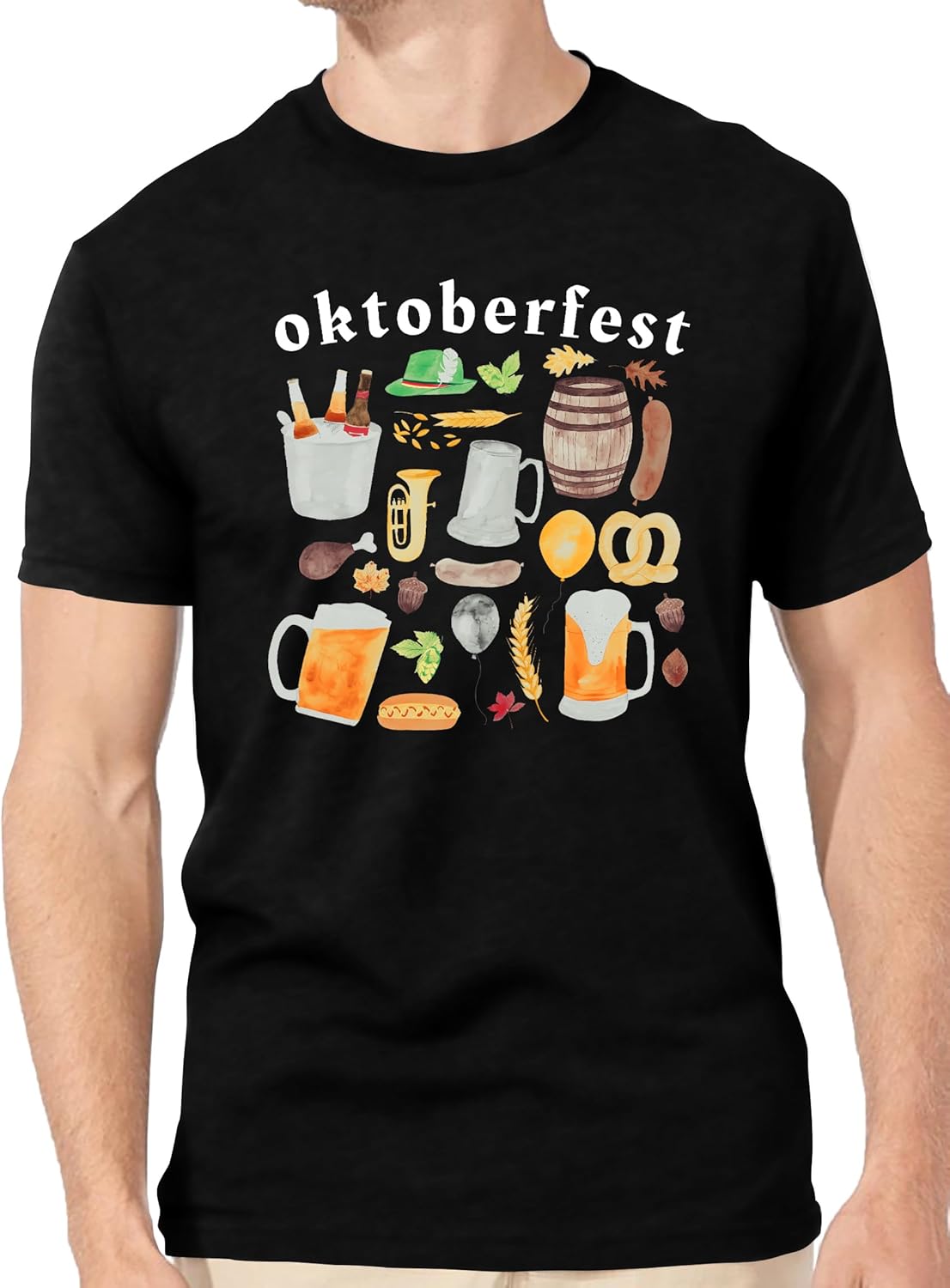 Oktoberfest T-shirt for men, beer mug & pretzel print shirt