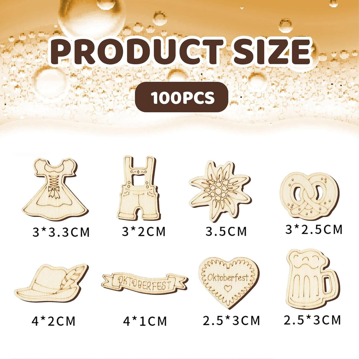 Oktoberfest wooden confetti scatter decorations, 100-pack table decor
