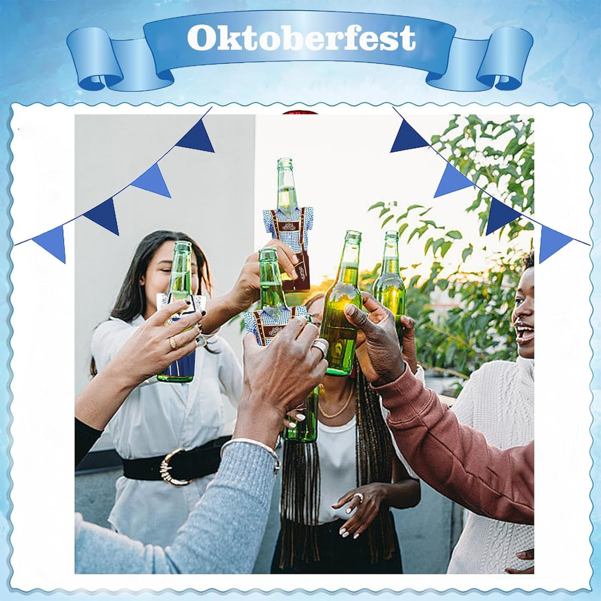 Oktoberfest Neoprene Bottle Cooler, Girls & Guys, 6-Pack
