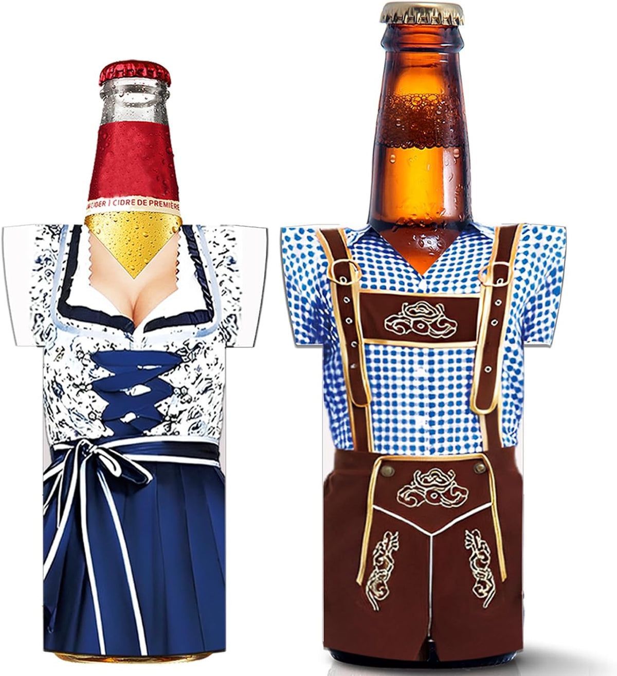 Oktoberfest Neoprene Bottle Cooler, Girls & Guys, 6-Pack