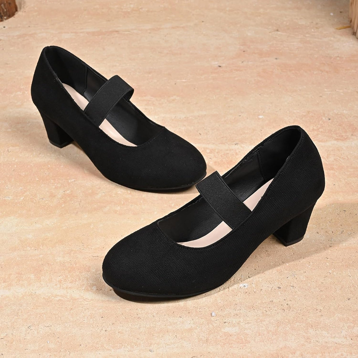Traditional Women's Oktoberfest Shoes, Velvet Pumps with Elastic Straps