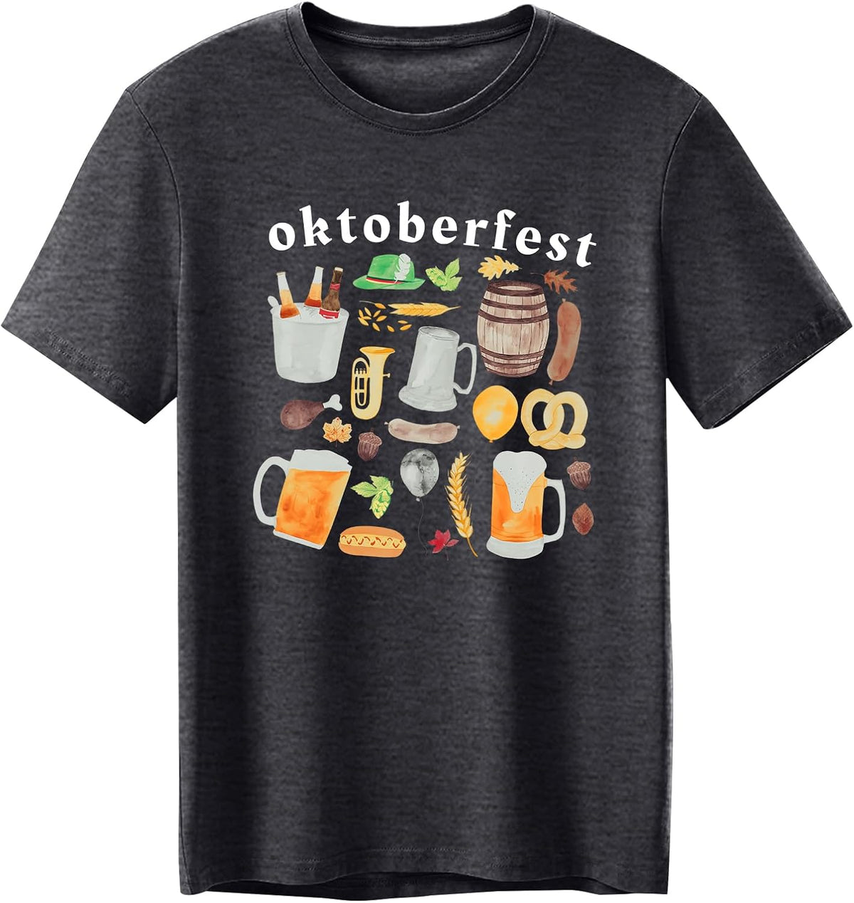 Oktoberfest T-shirt for men, beer mug & pretzel print shirt