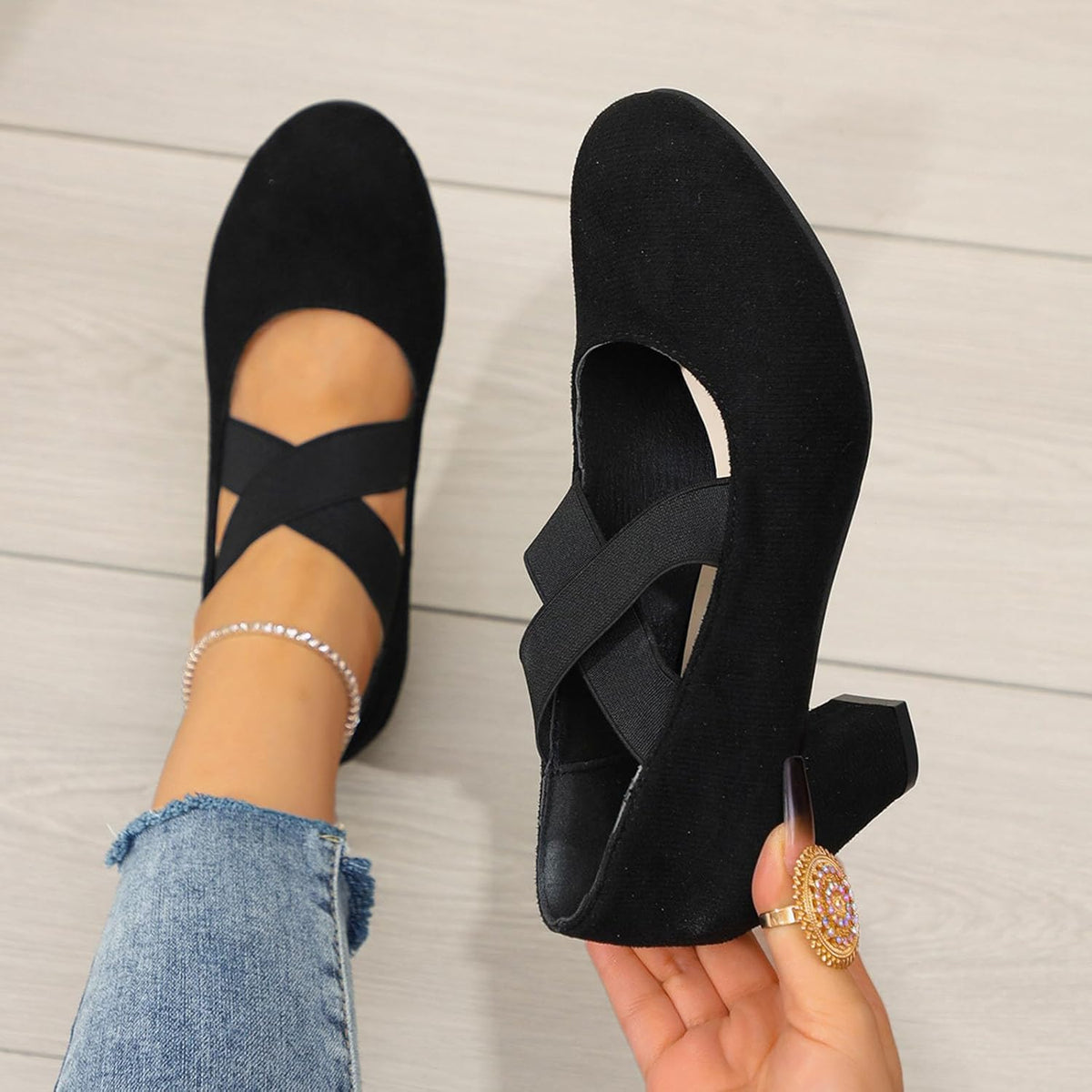 Traditional Women's Oktoberfest Shoes, Velvet Pumps with Criss-Cross Straps