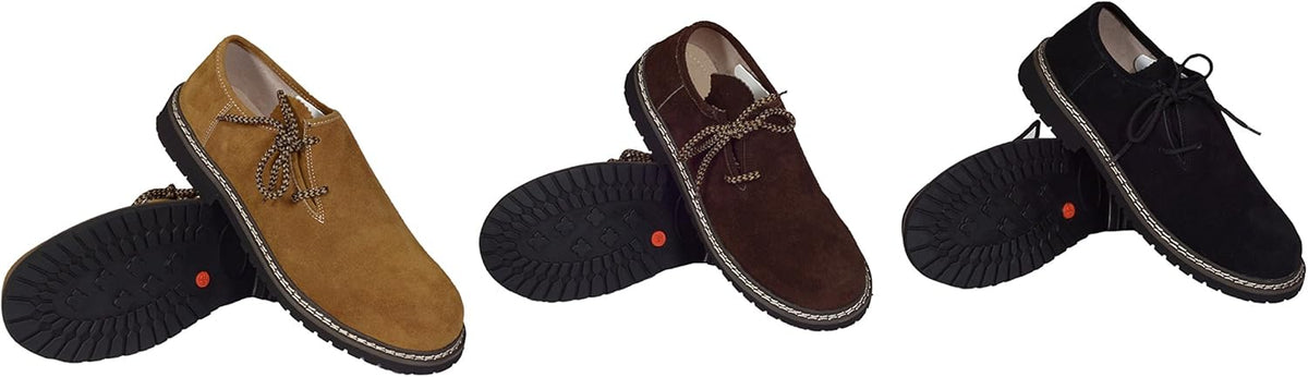 Men's Haferl shoes for Oktoberfest, suede traditional footwear black