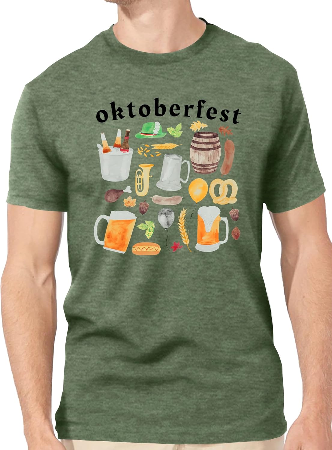 Oktoberfest T-shirt for men, beer mug & pretzel print shirt