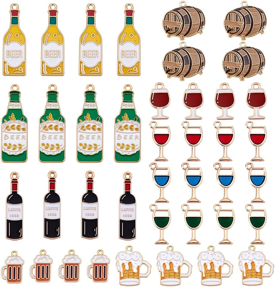 Oktoberfest Charm Pendants Beer & Wine, DIY Jewelry 40-Piece Set