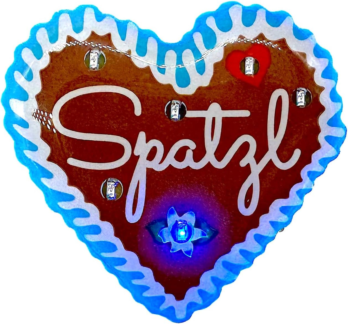 Oktoberfest LED Gingerbread Heart Pins, "Spatzl" 4-piece set