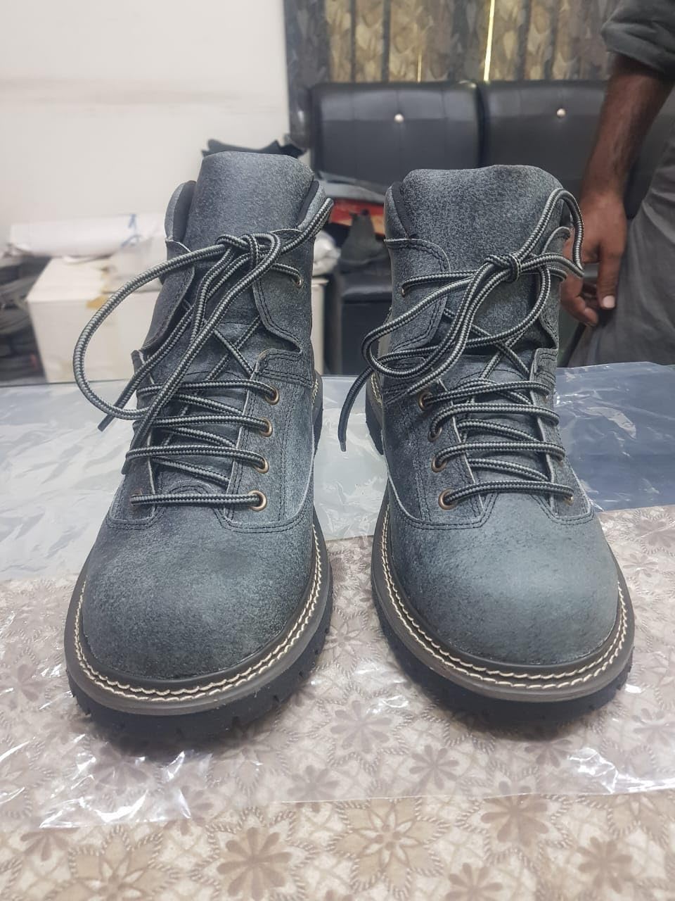 Men's Oktoberfest traditional shoes, grey suede Haferlschuh