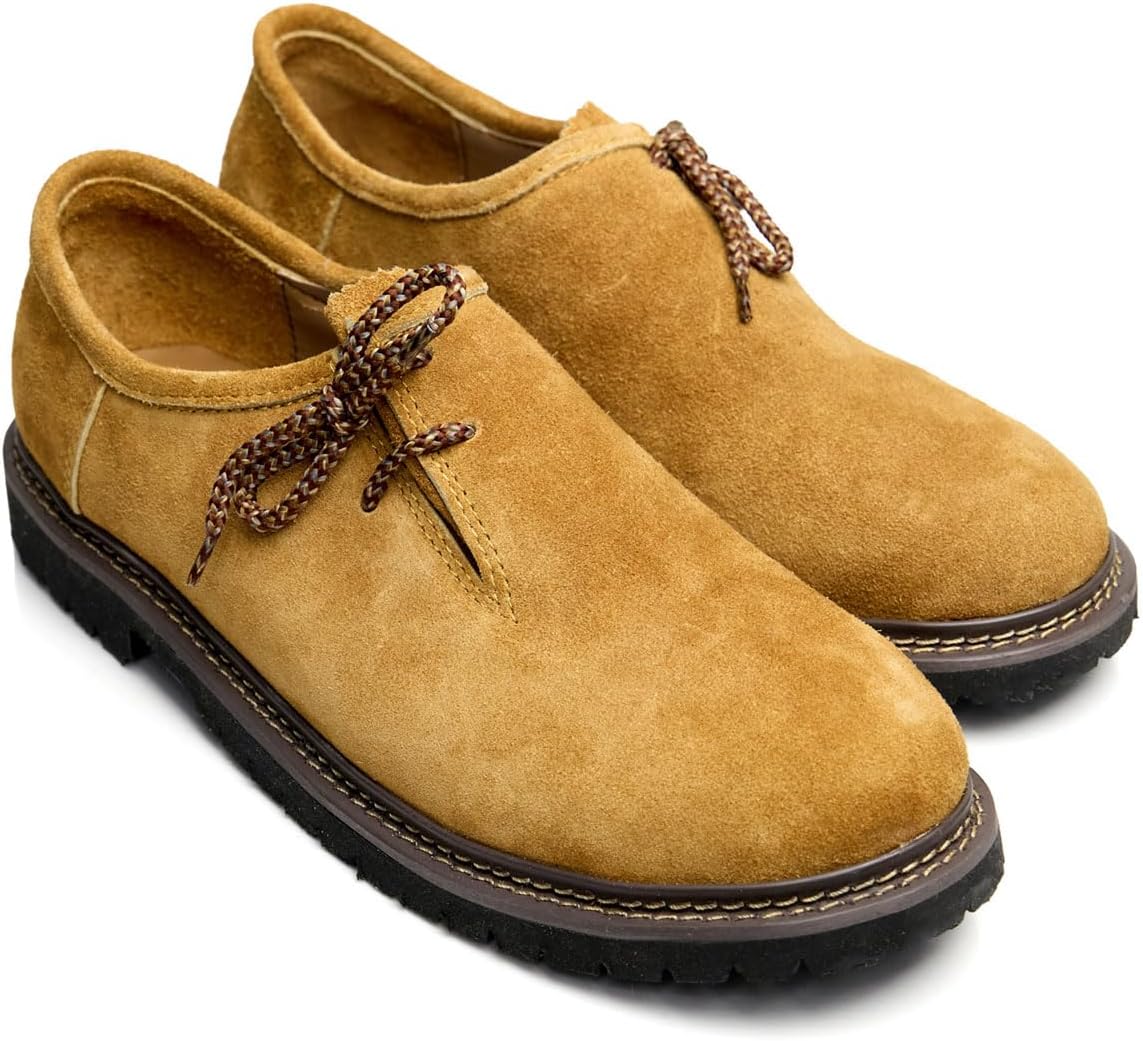 Men's Haferlschuhe Oktoberfest, Traditional Leather Shoes Dark Brown