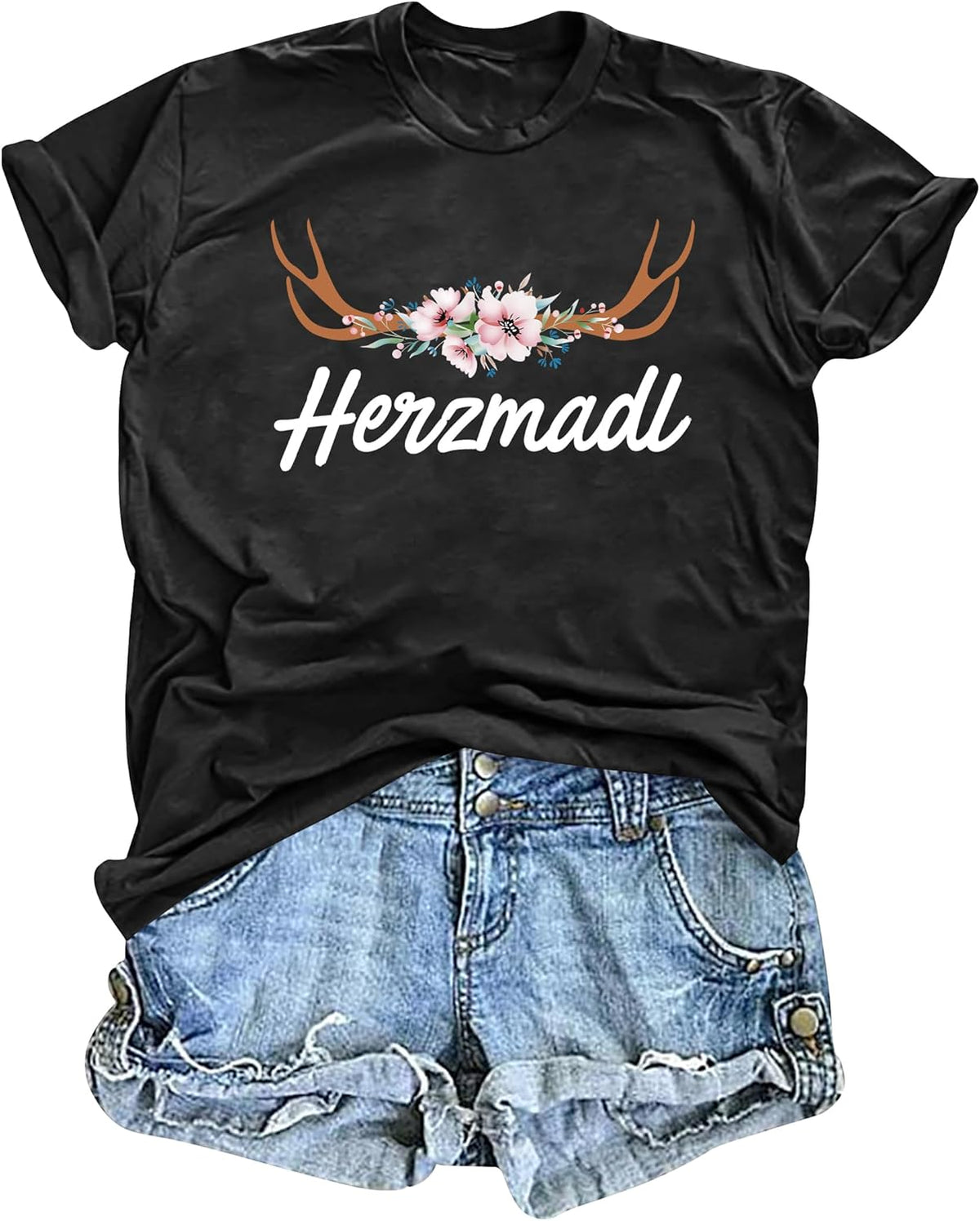 Oktoberfest Women's Short Sleeve T-Shirt, Heart Girl Wiesn Shirt