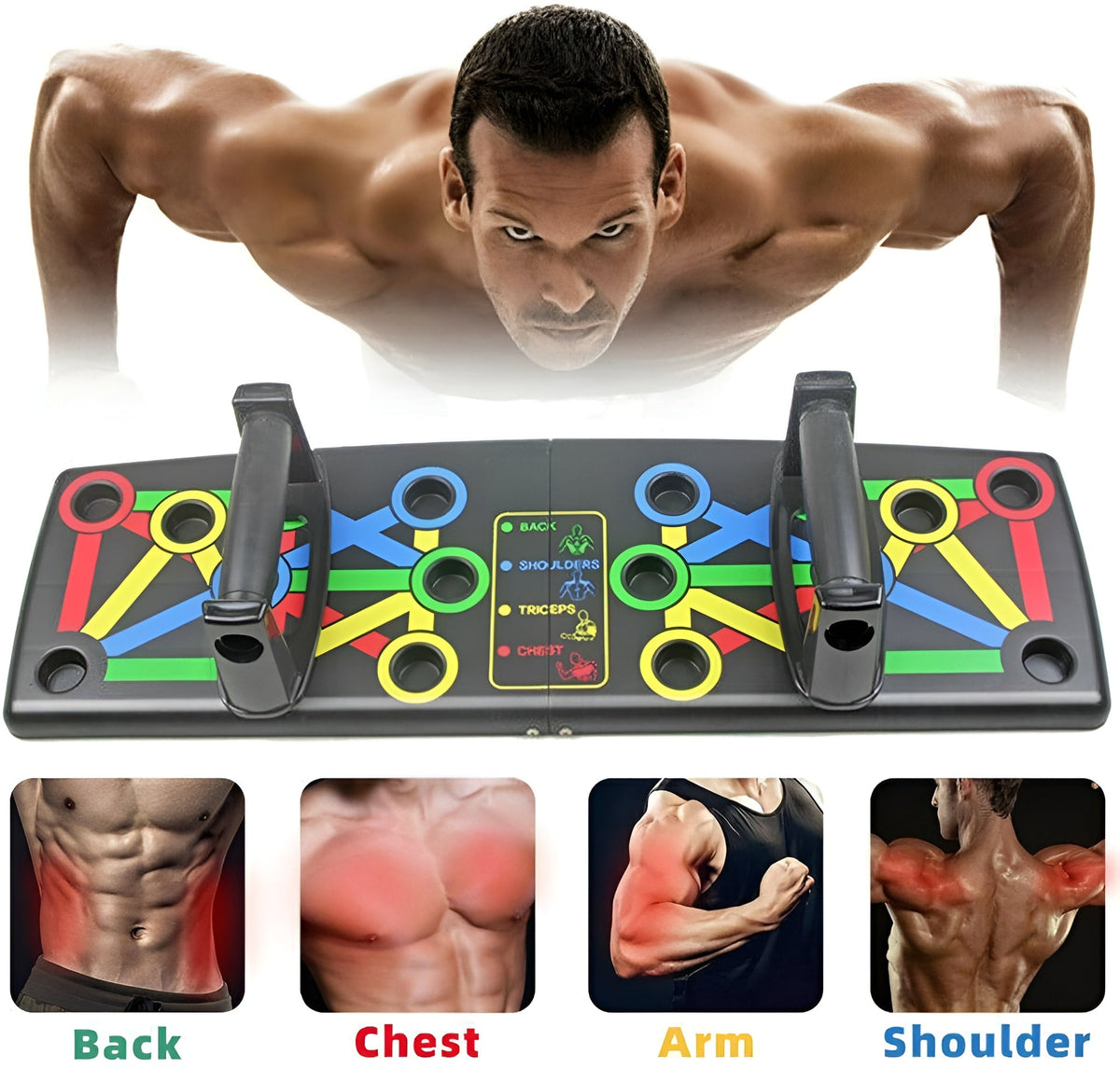 MuscleBoard Push-Up Training Board, Color-Coded System Foldable