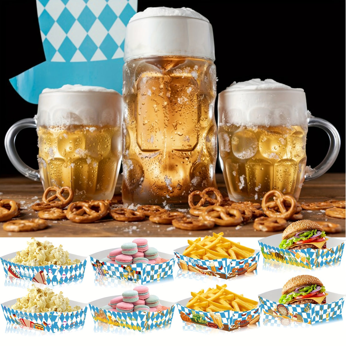 Oktoberfest paper snack bowls, diamond pattern, 2x24 pieces