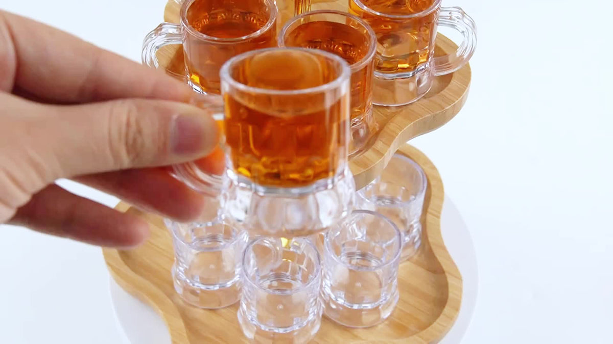 Mini Beer Mug Oktoberfest Shot Glasses, Clear Plastic, 30-Piece Set