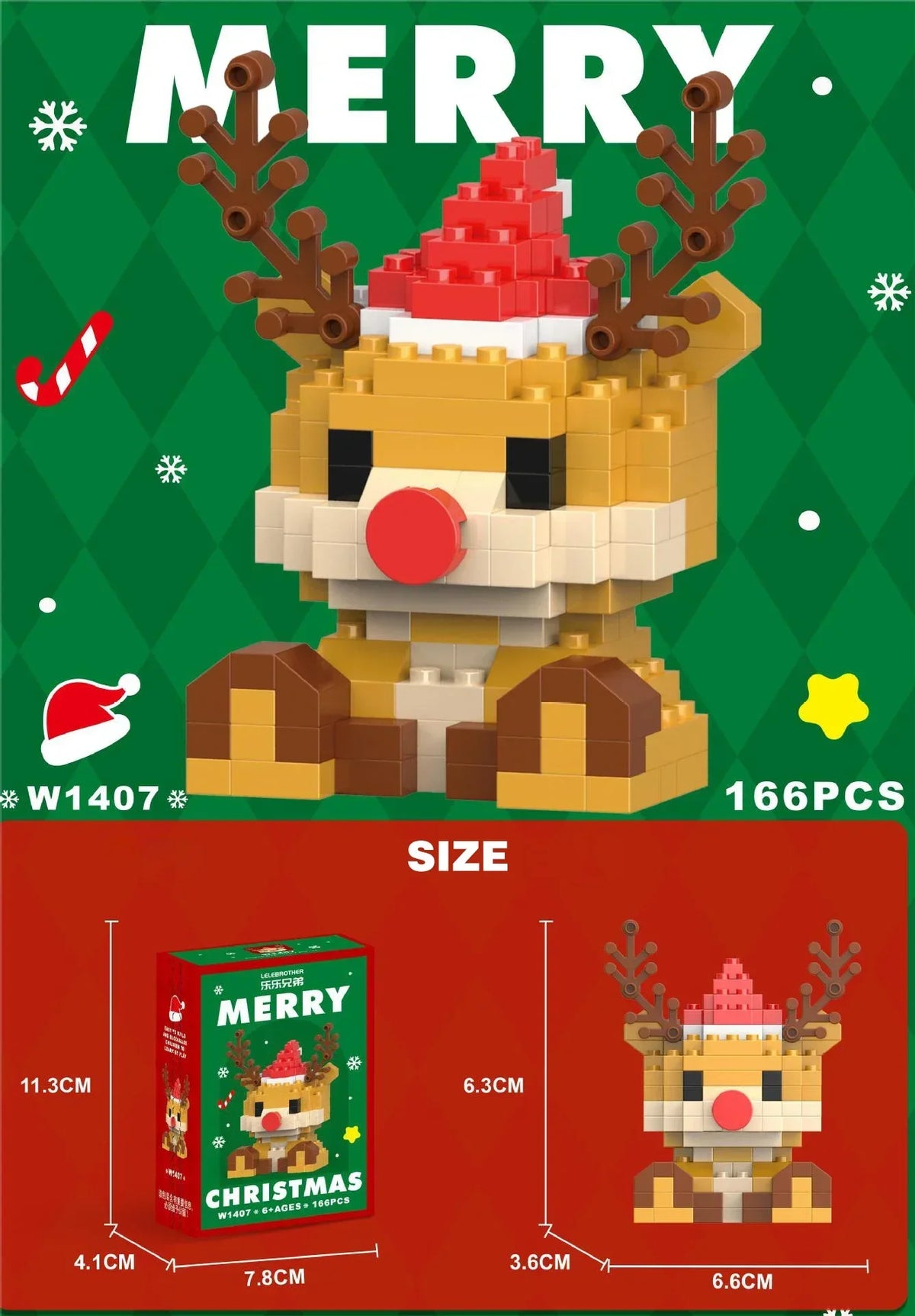Christmas micro building blocks 2-piece set – craft fun for children