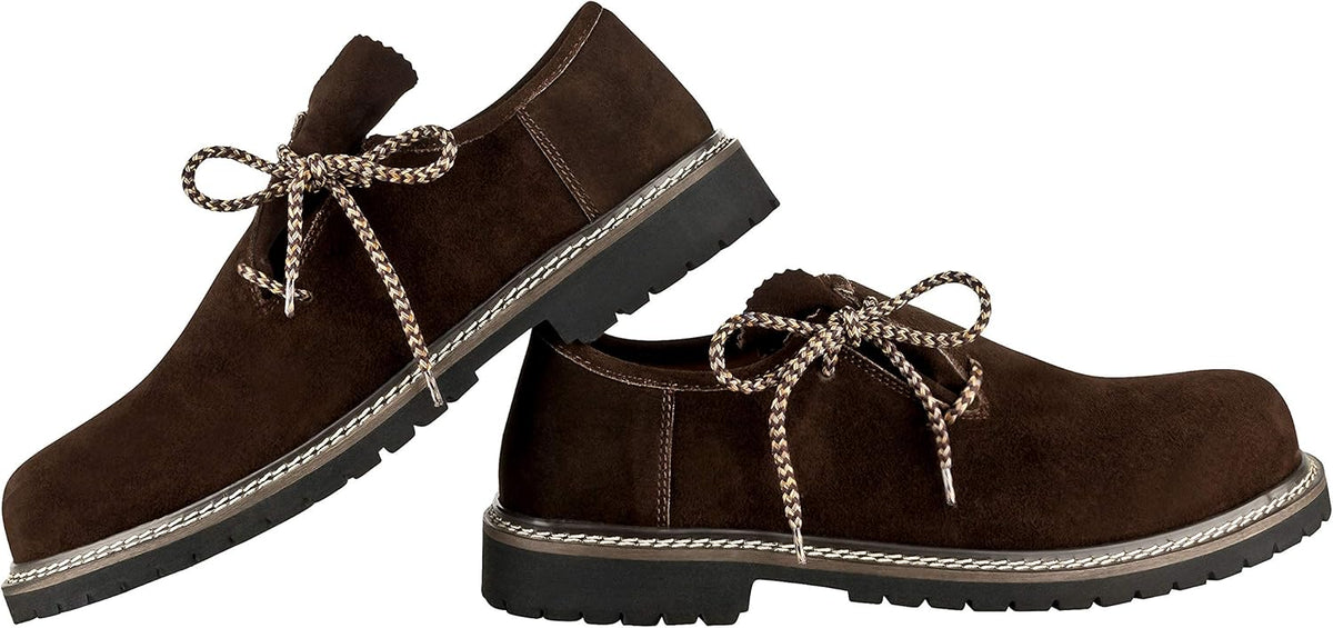 Men's Haferl shoes for Oktoberfest, suede traditional footwear black