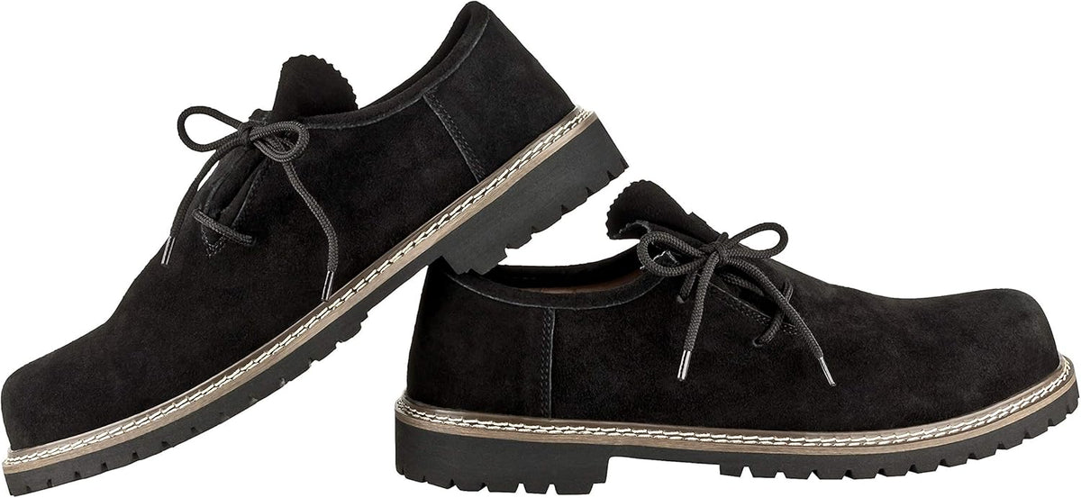 Men's Haferl shoes for Oktoberfest, suede traditional footwear black