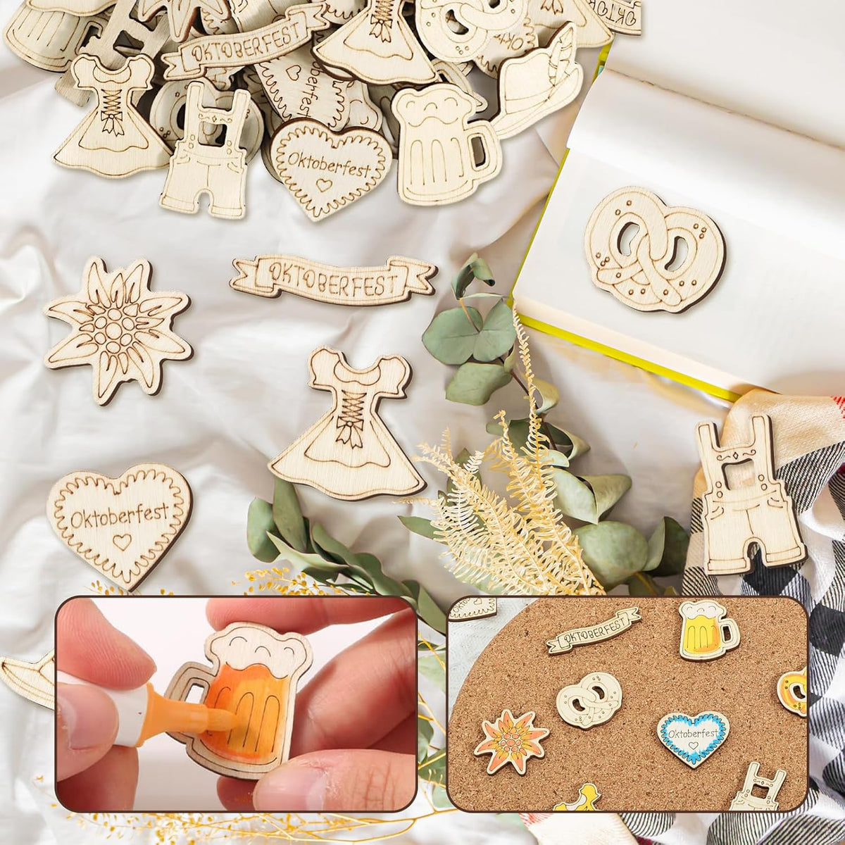 Oktoberfest wooden confetti scatter decorations, 100-pack table decor