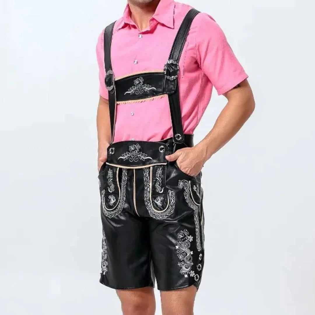 Men's Oktoberfest Lederhosen, Traditional Bavarian-Style Leather Breeches