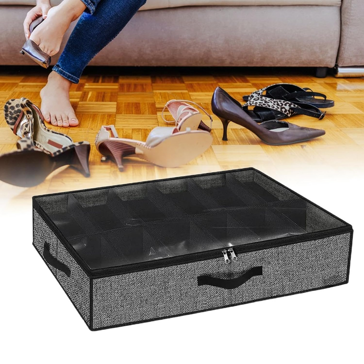 FootwearOrganizer Shoe Organizer With Dust Cover, For Multiple Pairs