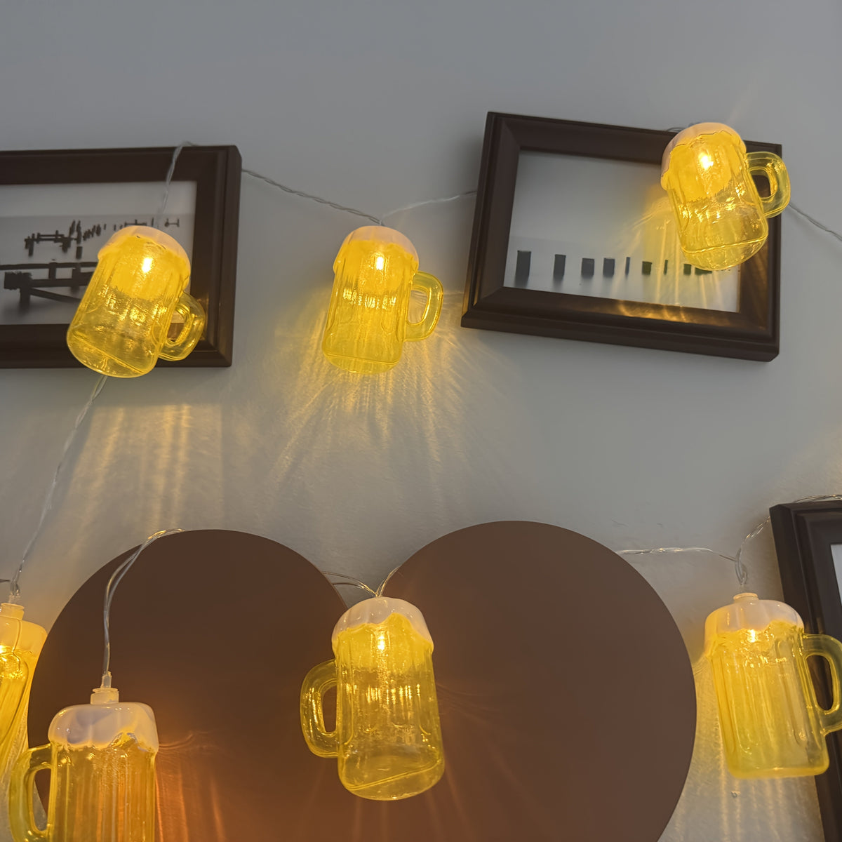 Oktoberfest decorative LED beer mug string lights, set of 2