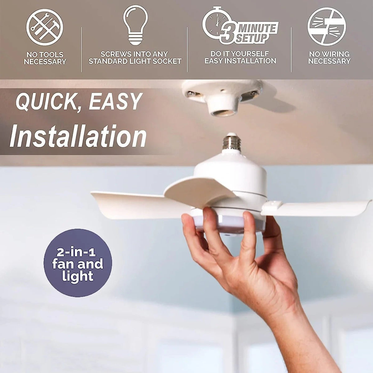 IlluminatedFan – 2-in-1 cooling fan with LED light, socket mount