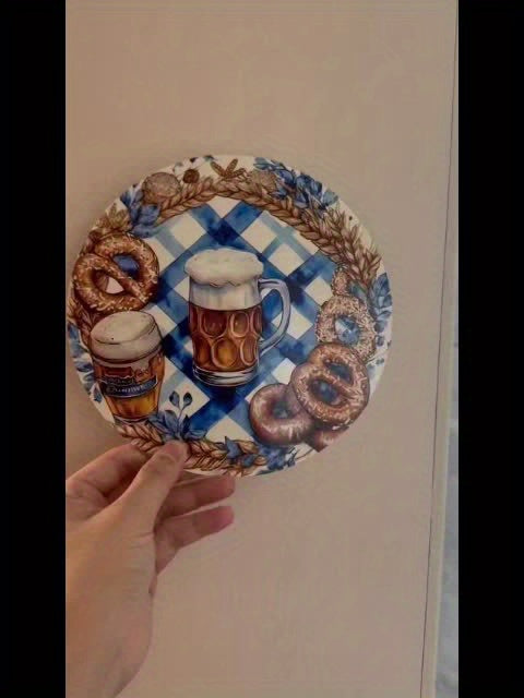 Oktoberfest Table Decorations Round Placemats, Bavarian Diamond Pattern Set of 4