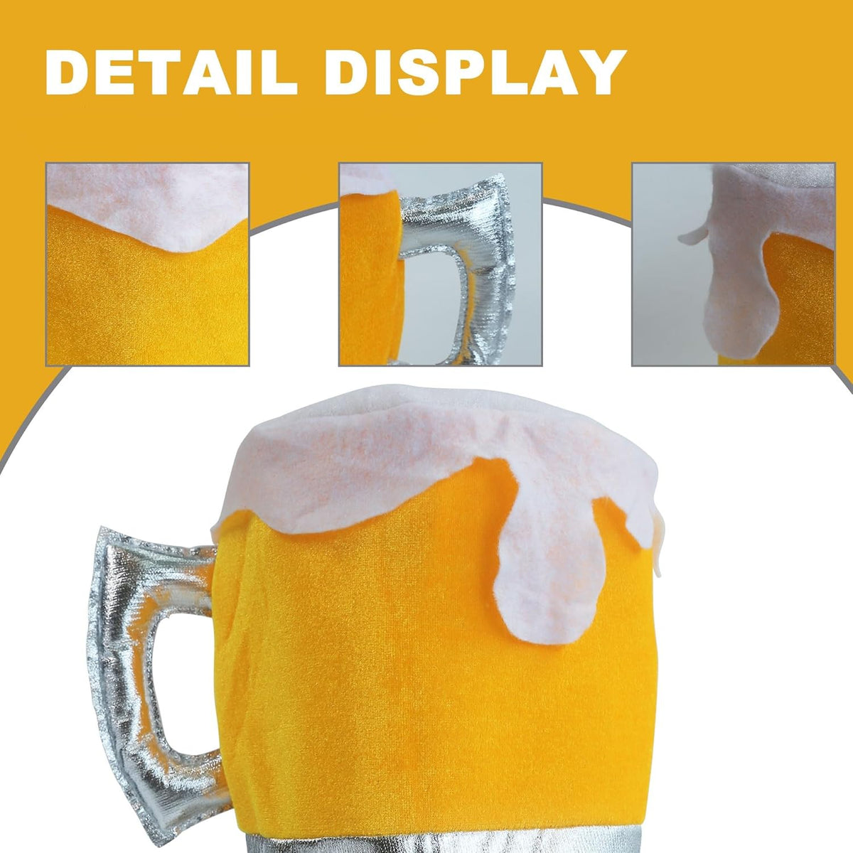 Oktoberfest beer mug hat with foam head, party accessory costume