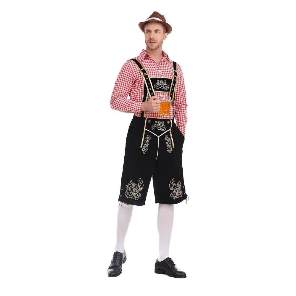 Oktoberfest costume for men complete, lederhosen with suspenders and hat