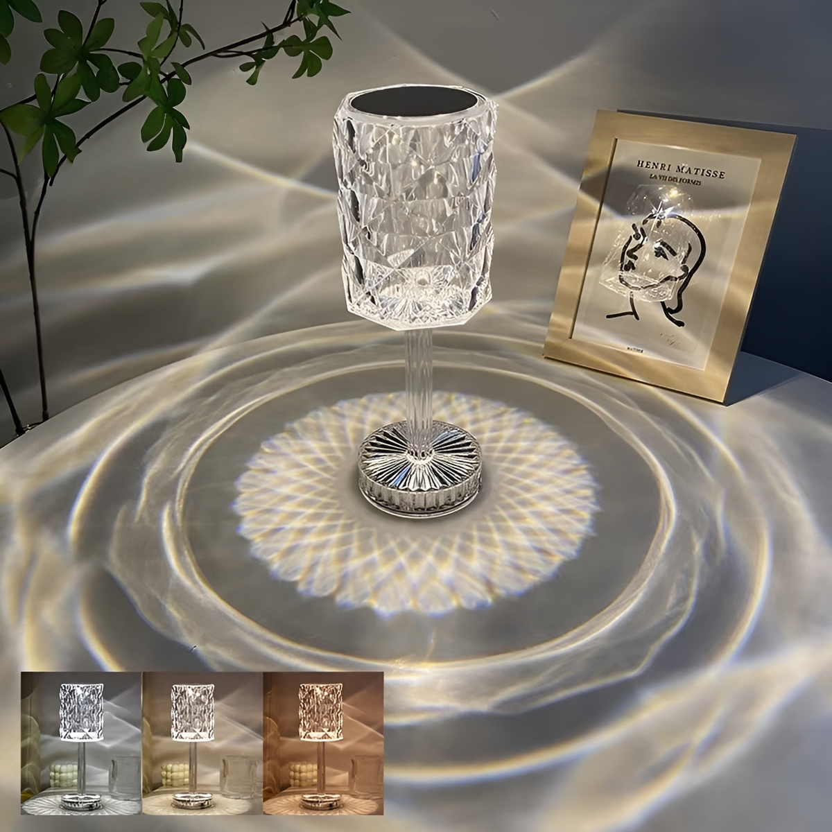SparkleLamp Crystal LED Lamp with Remote Control, Illuminated Wall Patterns