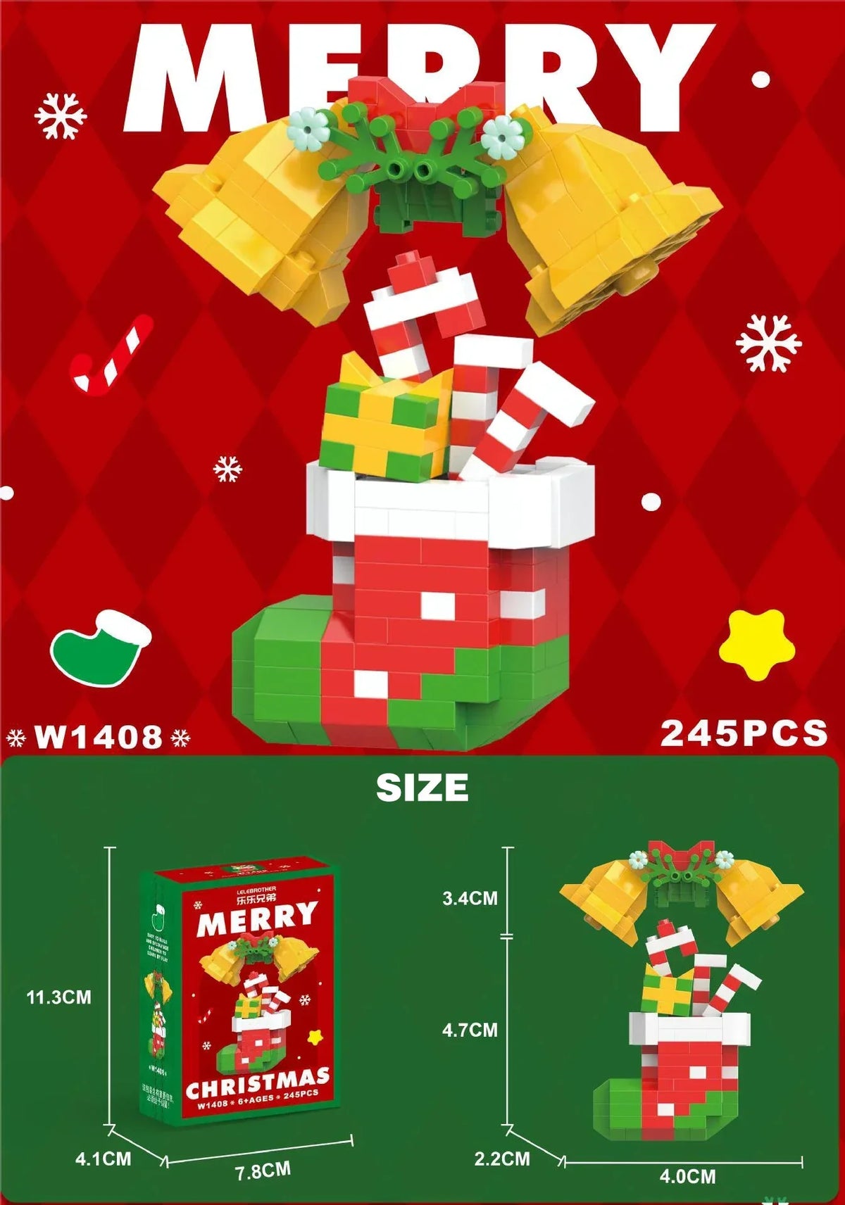 Christmas micro building blocks 2-piece set – craft fun for children