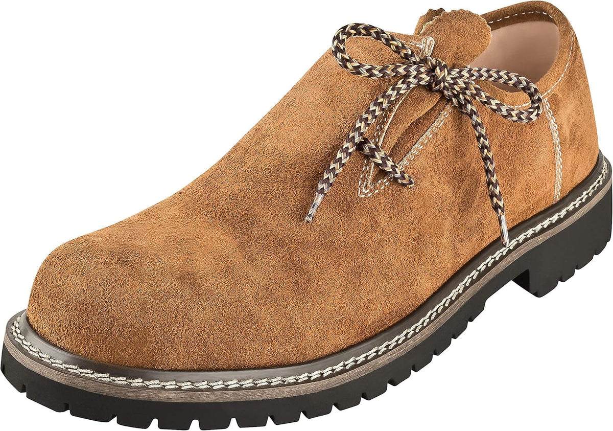 Men's Haferl shoes for Oktoberfest, suede traditional footwear black