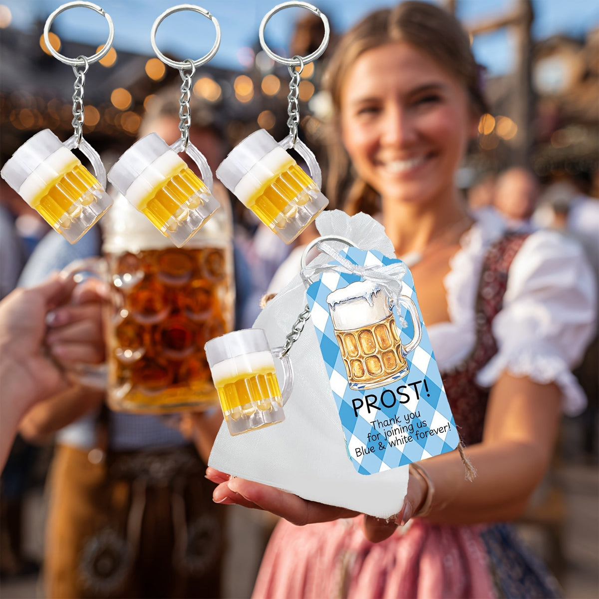 Oktoberfest keychain beer mug design, party favor set