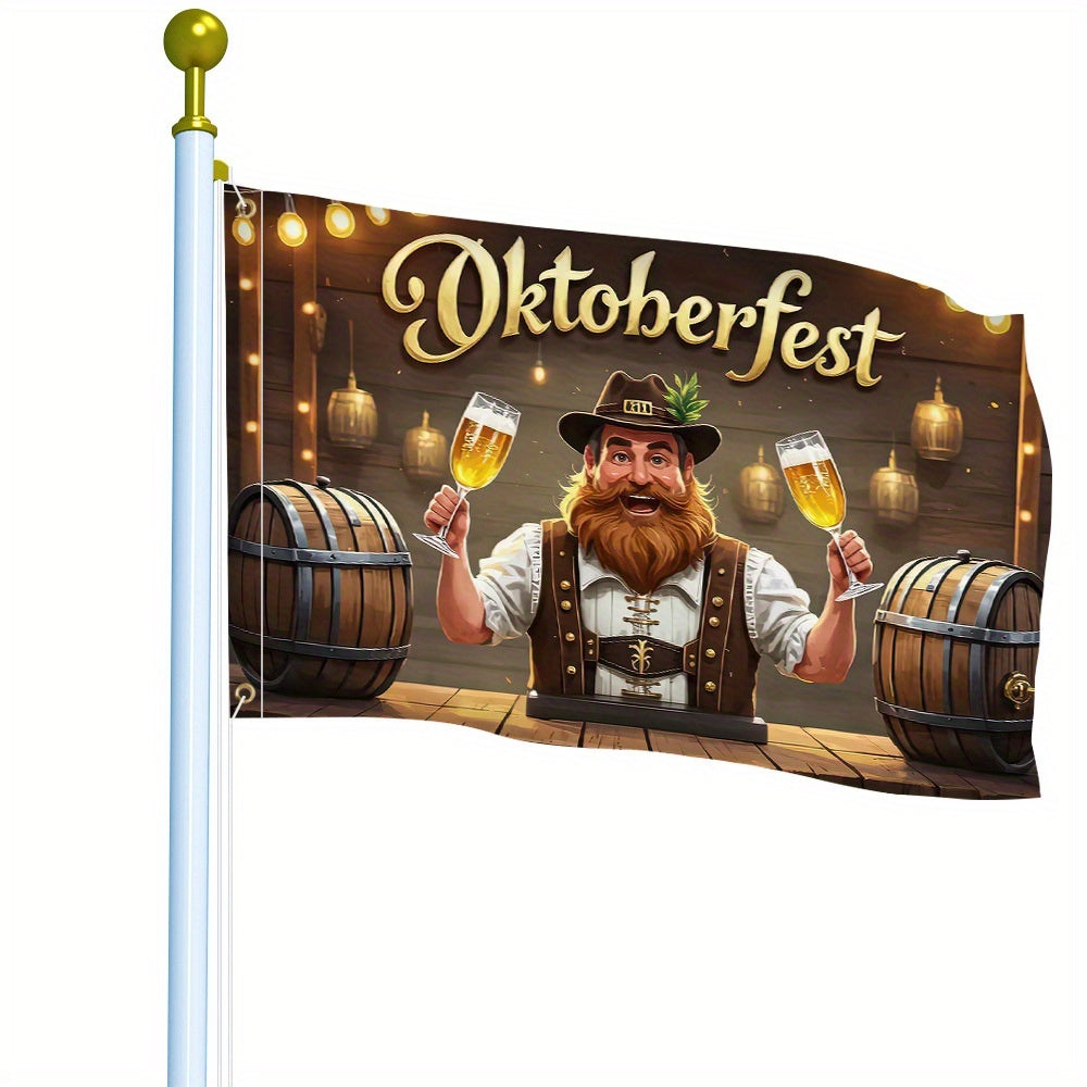 Oktoberfest garden flag with beer festival motif, weather-resistant decoration