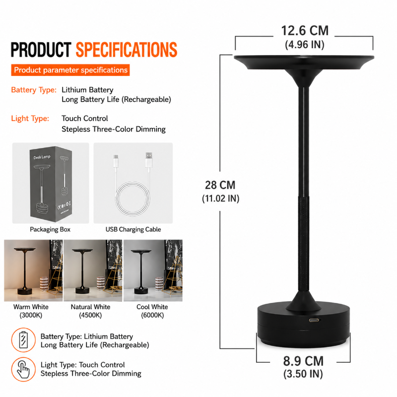 LuxeLamp – Touch bedside lamp with three light colors