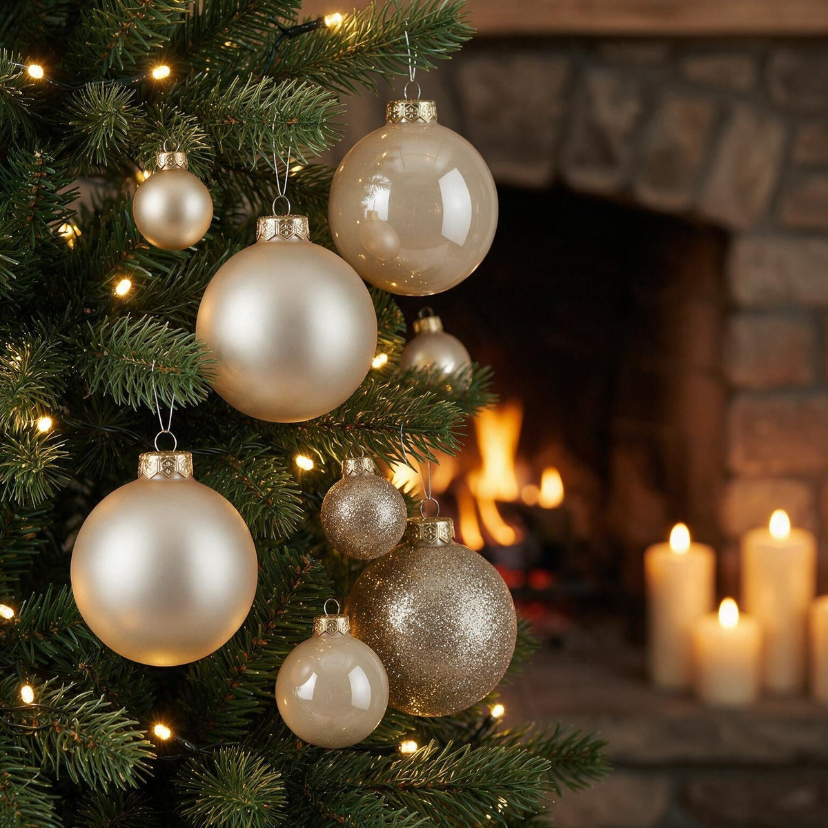 Pearl Christmas Baubles Value Set – 3 Sizes