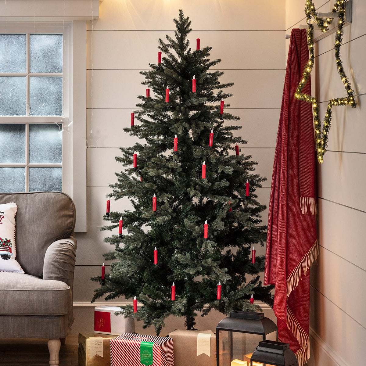 LED Christmas Tree Candle Set – 20-piece red