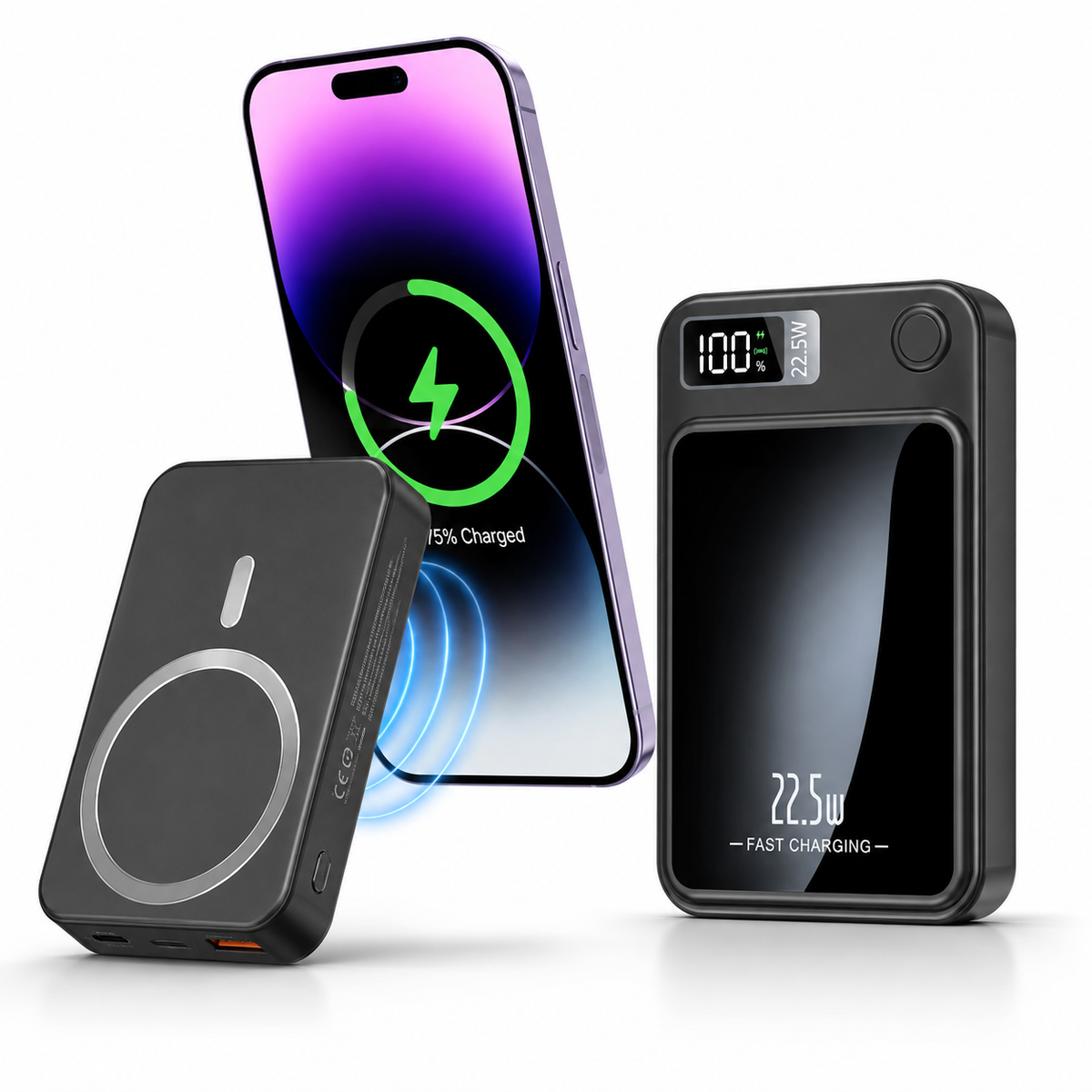 20,000 mAh Power Bank – Wireless Charging, Fast Charging & USB-C