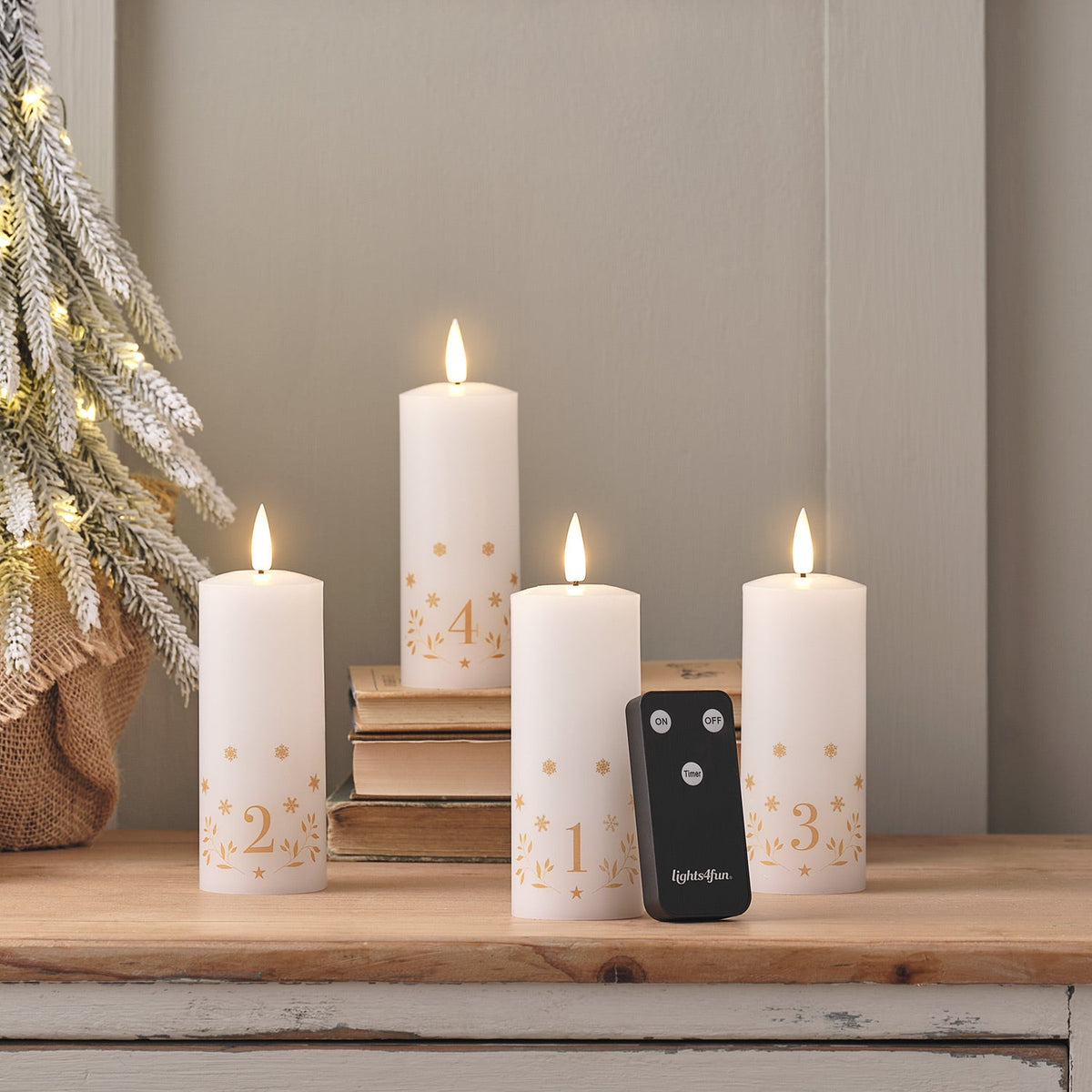 Lighted Berry Wreath Set with Candle Holder & Advent Candles – 45 cm