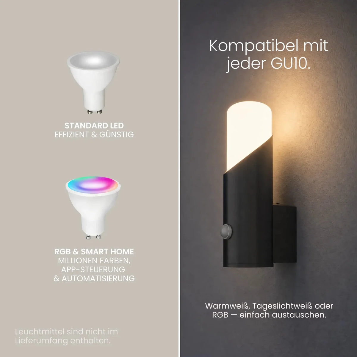 Wandleuchte LIVOR mit Sensor Detailansicht Bewegungsmelder
